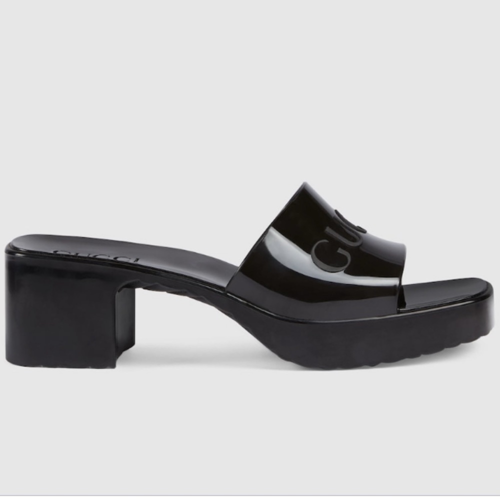 Gucci Black Mules with Glossy Block Heel